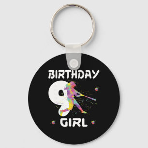 9th Birthday Softll Nine 9 Year Old Girl Key Ring