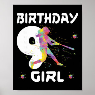 9th Birthday Softll Nine 9 Year Old Girl Poster