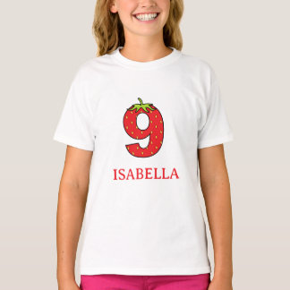 9th Birthday strawberry theme Party T-Shirt