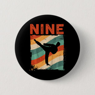 9th Birthday Taekwondo Fighter 9 Year Old Girls Bo 6 Cm Round Badge