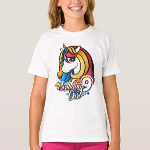 9th Birthday Unicorn T-shirt for girls.