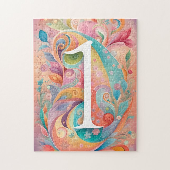 9th Birthday Whimsy Colourful Art Flowers Botanica Jigsaw Puzzle (Vertical)