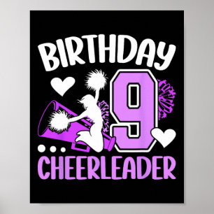 9th Cheer Birthday Party 9 Year Old Cheerleader _1 Poster