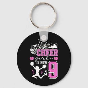 9th Cheer Birthday Party 9 Year Old Cheerleader Key Ring