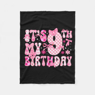 9th Coquette Themed Birthday Nine Year Old Girl Co Fleece Blanket