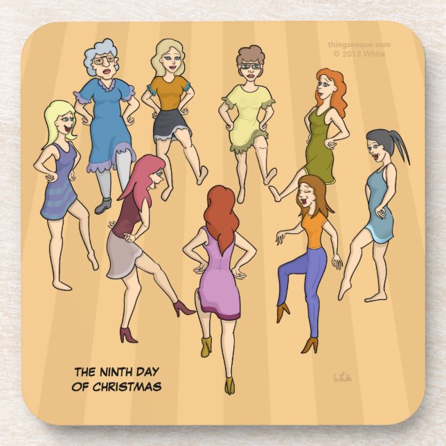 9th Day of Christmas (9 Ladies Dancing) Coaster (Front)