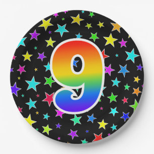 9th Event: Bold, Fun, Colorful Rainbow 9 Paper Plate