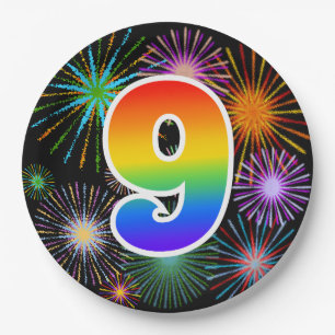 9th Event - Fun, Colourful, Bold, Rainbow 9 Paper Plate
