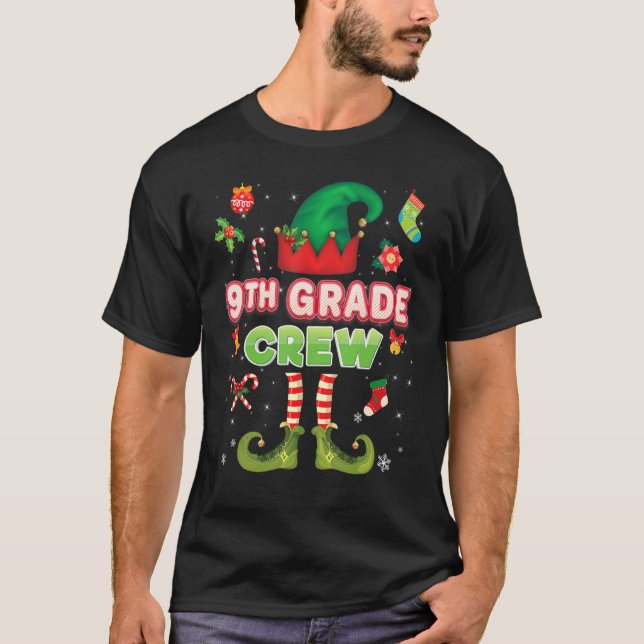 9th Grade Elf Crew Christmas Santa Helper Ninth Sw T-Shirt (Front)