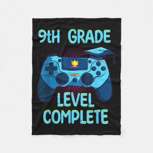 9th grade level complete last day of school funny fleece blanket (Front)