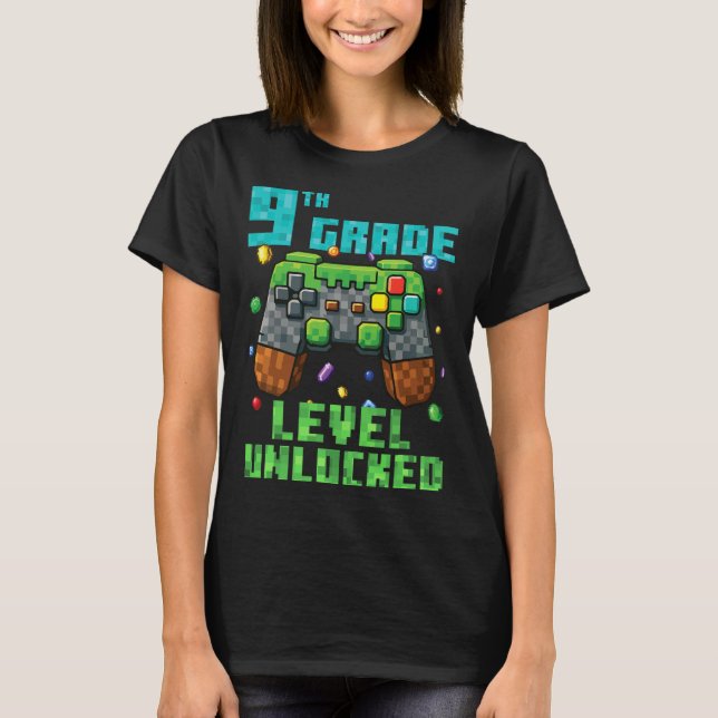 9th Grade Level Unlocked Gamer Controller Back To  T-Shirt (Front)