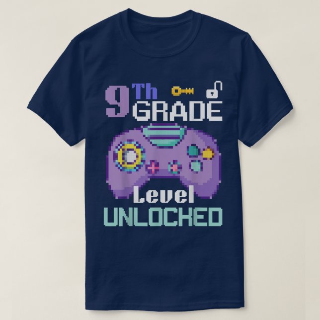 9th grade level unlocked video game piel controlle T-Shirt (Design Front)