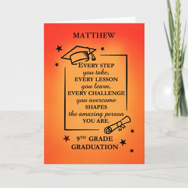 9th Grade Personalise Graduate Inspirational Quote Card (Front)