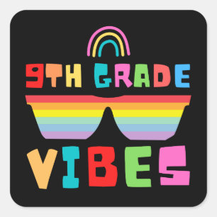 9th Grade Vibes Back To School Teacher & Student Square Sticker