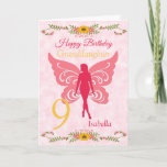 9th Granddaughter Pink Fairy Birthday  Card<br><div class="desc">A Pretty pink Fairy 9th birthday granddaughter card features a pink fairy on a cloudy pink background and a large yellow number 9 on the front of the card. A lovely card for a Grandaughter , God daughter, sister or Daughter. For all those girls who love fairies. Can be customised...</div>