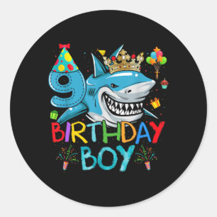 9th Ocean Theme Party 9 Years Old For Boy Classic Round Sticker