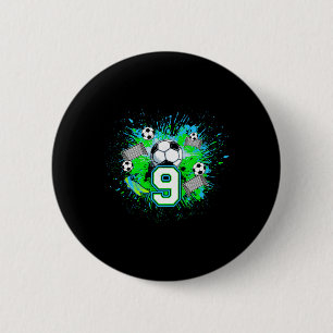 9th Soccer Birthday Party 9 Year Old Soccer Player 6 Cm Round Badge