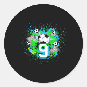 9th Soccer Birthday Party 9 Year Old Soccer Player Classic Round Sticker