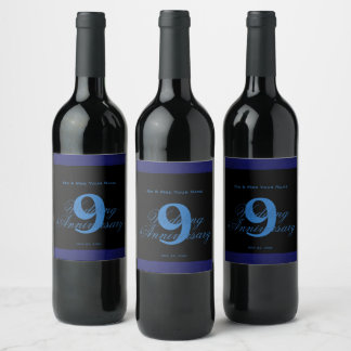 9th Wedding Anniversary Custom Wine Label