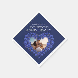 9th Wedding Anniversary heart photo Lapis Lazuli  Napkin