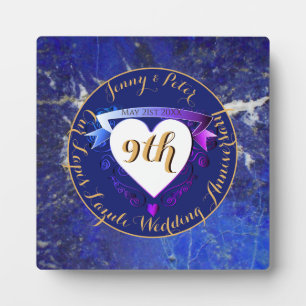 9th Wedding Anniversary Lapis Lazuli Colour    Plaque
