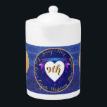 9th Wedding Anniversary Lapis Lazuli Image Teapot<br><div class="desc">This is fun; a 9th wedding anniversary lapis lazuli image teapot,  together with your gorgeous pics,  honouring your love! I've designed these with "bold" in mind and lapis lazuli together with your medallion text and my fancy hearts make for a regal and fitting design for your special day!</div>