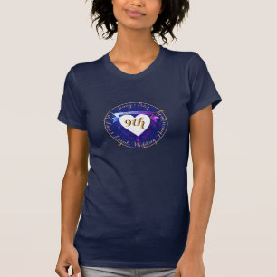9th Wedding Anniversary Medallion Heart Emblem T-Shirt