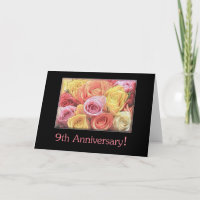 9th Wedding Anniversary mixed rose bouquet
