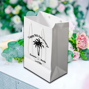 9th Wedding Anniversary Palm Trees Medium Gift Bag