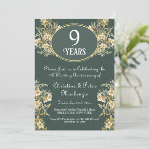 9th Willow Wedding Anniversary Rich Floral Invitation