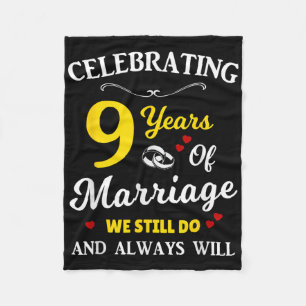 9th Year Wedding Anniversary Fleece Blanket