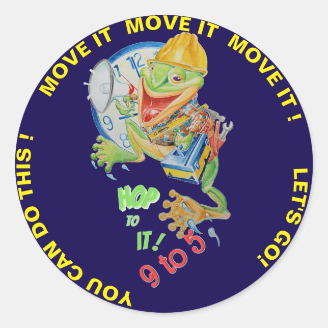 9to5 Motivator Frog Sticker  (Front)