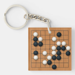 9x9 Go Board with Stones Custom Key Ring