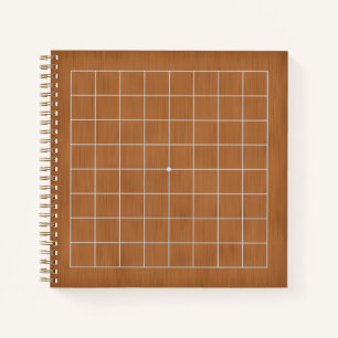 9x9 Goban with White Lines Customisable (brown) Notebook