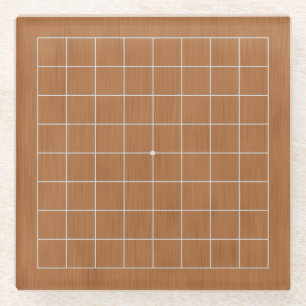 9x9 Miniature Goban With White Lines Glass Coaster