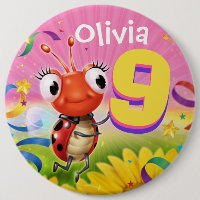 9yrs Custom birthday badge Little Ladybug range
