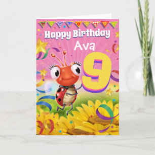 9yrs Custom birthday card Little Ladybug range