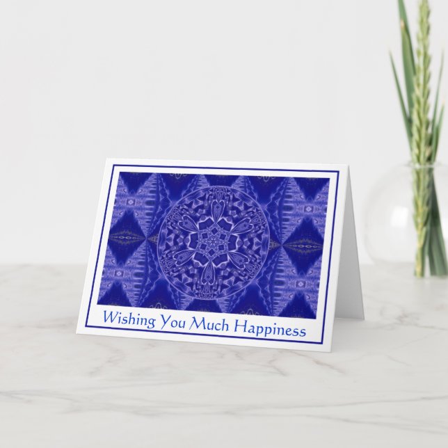 A001 Snowflake Mandala.Blue.Customisable.Card 2 Holiday Card (Front)