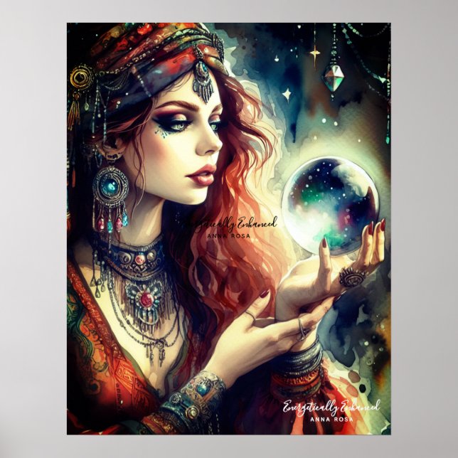 *~*   A100 Psychic Boho Gypsy 10 Crystal Ball Poster (Front)