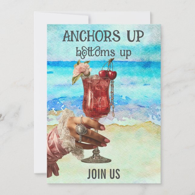 *~*  A101 5 Beach Cocktail PHOTO BACHELORETTE Invitation (Front)