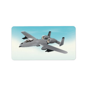 A10 Military Plane Illustration Label