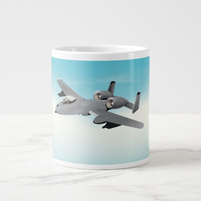 A10 Military Plane Illustration Large Coffee Mug (Front)