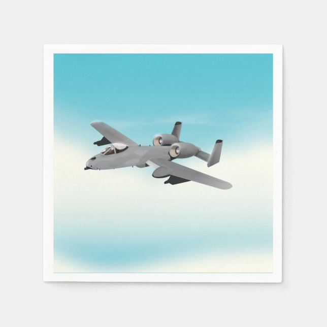 A10 Military Plane Illustration Napkin (Front)