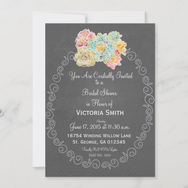 A1 Best Chalkboard Corresponding Bridal Shower - Invitation (Front)