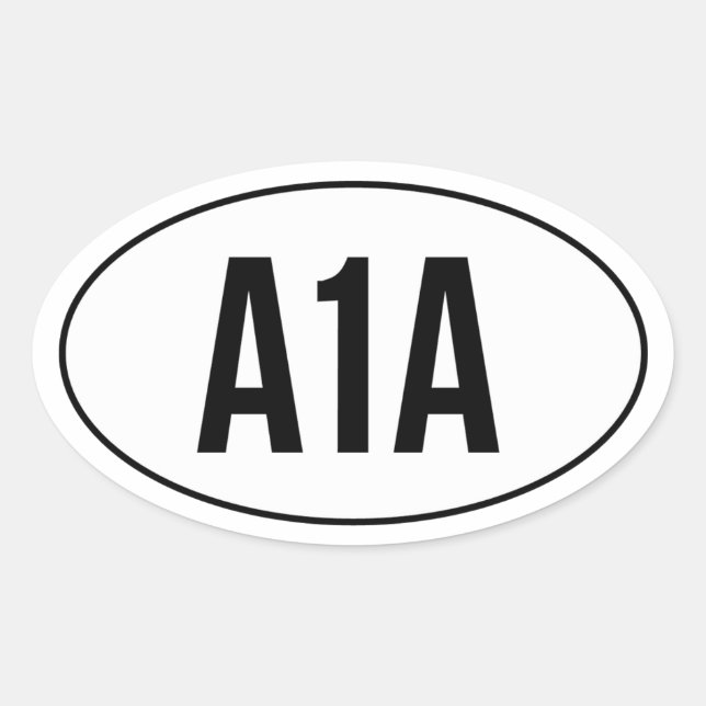 A1A On Oval Highway Number Sticker (Front)