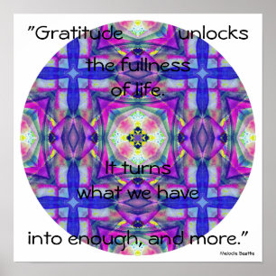 A27 Watercolor Kaleidoscopic Mandala.5 with Quote Poster