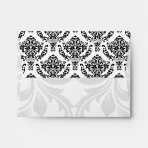 A2 Black and White Damask Flap Envelopes