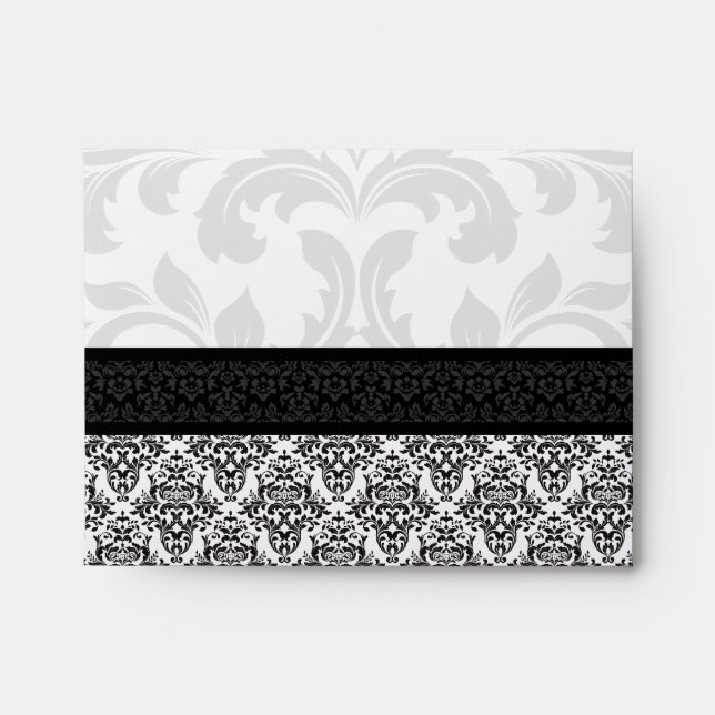 A2 Black and White Damask Lined Envelopes (Front)