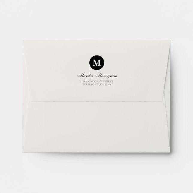 #A2 - Black & Cream Monogram (Black inside) Envelopes (Back (Top Flap))