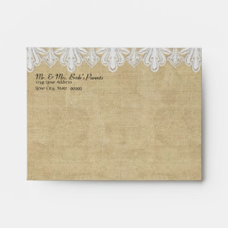 A2 BOHO Printed Burlap n Lace gypsy Modern Mod Envelope
